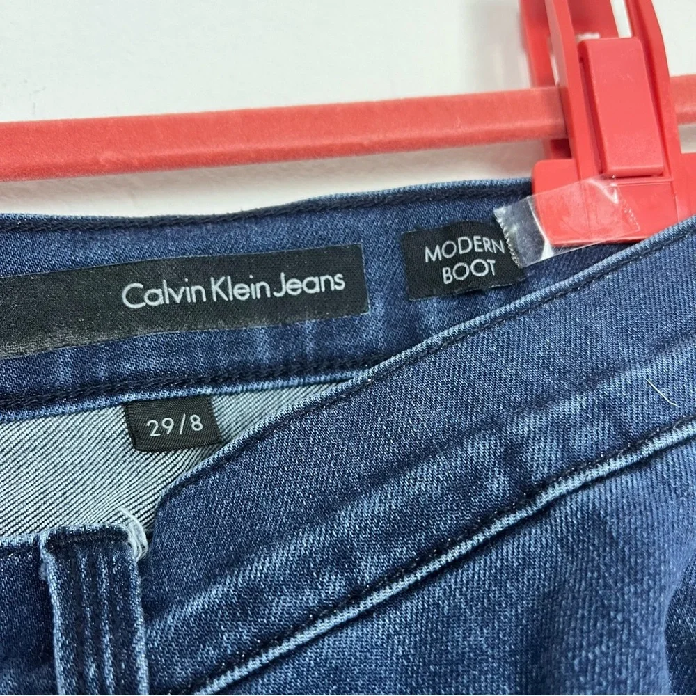 Calvin Klein Jeans Modern Boot Cut 29/8 Dark Wash Flared 5 Pockets Size 8 - Picture 3 of 12